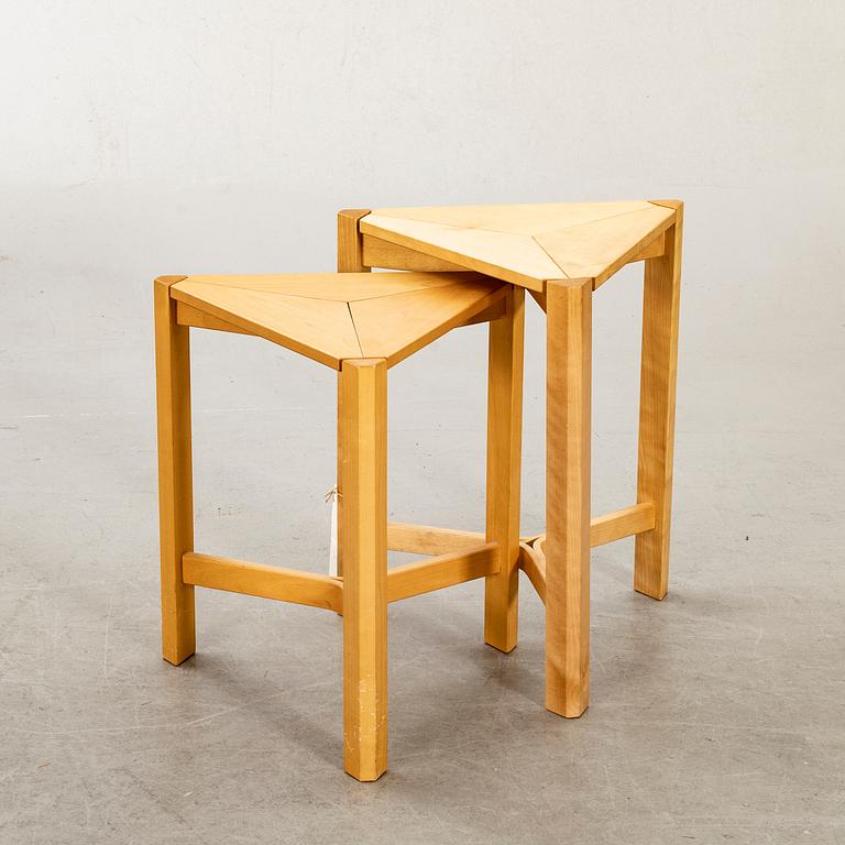 OLOF PIRA, TWO BIRCH "KAROLINA" STOOLS BY OLOF PIRA 1998.