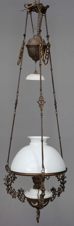 TAKFOTOGENLAMPA, glas och metall, nyrokoko, sent 1800-tal. H 120.