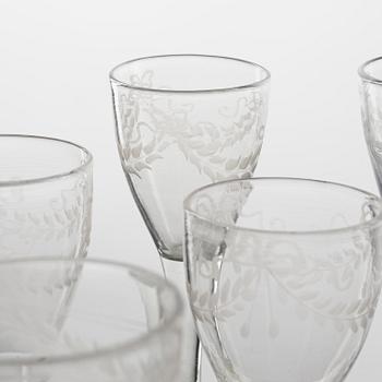 A set of 13n glasses, circa 1800.