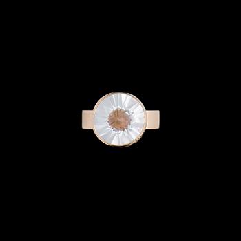 BJÖRN WECKSTRÖM, RING Paviljong, 14K guld, bergskristall, Lapponia (Kruunu Koru) 1965.