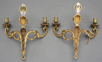 APPLIQUER, ett par. Mässing. Gustaviansk stil, 1900-tal.