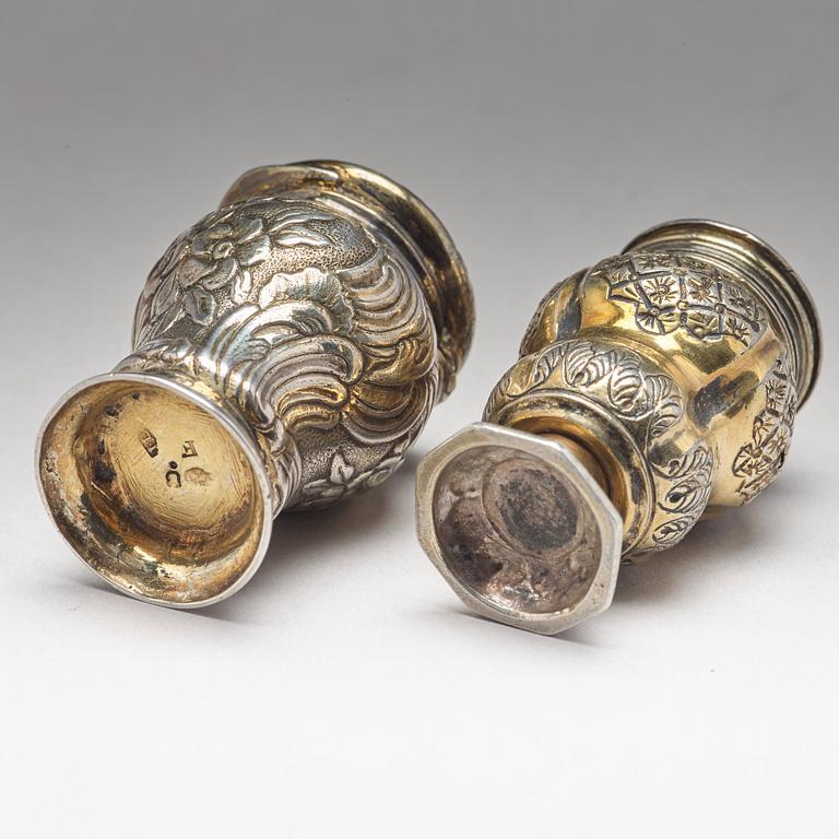 Two 18th century silver-gilt snuff-boxes, one marked Jacob Lampa, Stockholm 1764 and one unmarked.