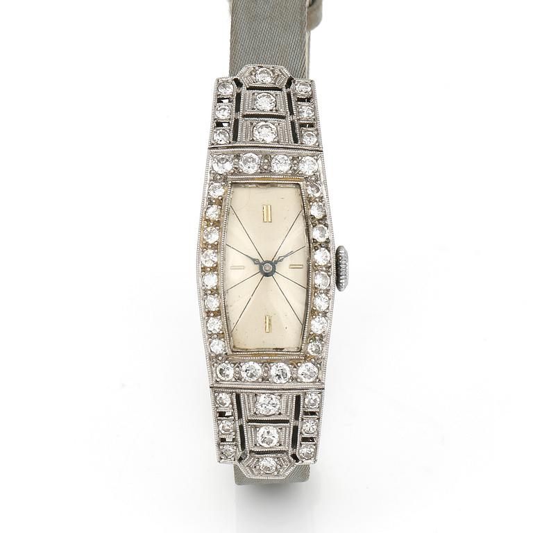 ARMBANDSUR, dam, platina med små diamanter, tot ca 1,08 ct.