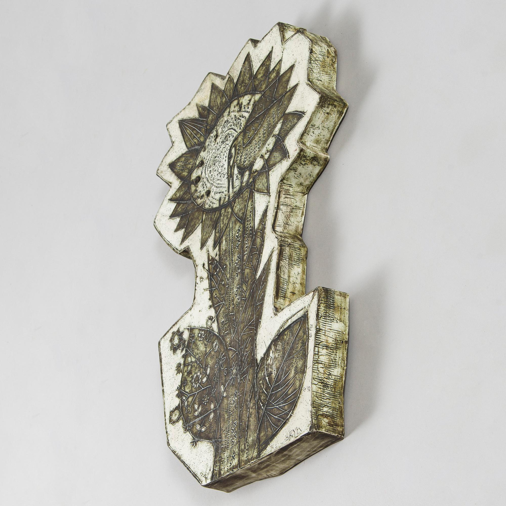 Rut Bryk, a stoneware wall relief, signed BRYK.