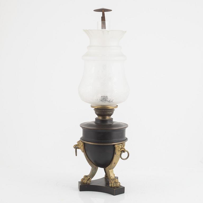 a table kerosene lamp, Empire style, early 20th century.