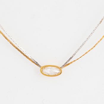 Circa 1 ct oval diamond necklace.