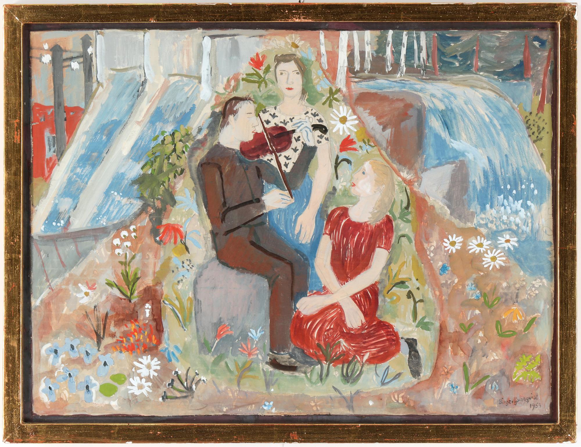 BIRGER LJUNGQUIST, gouache, blandteknik. Signerad, daterad 1953.