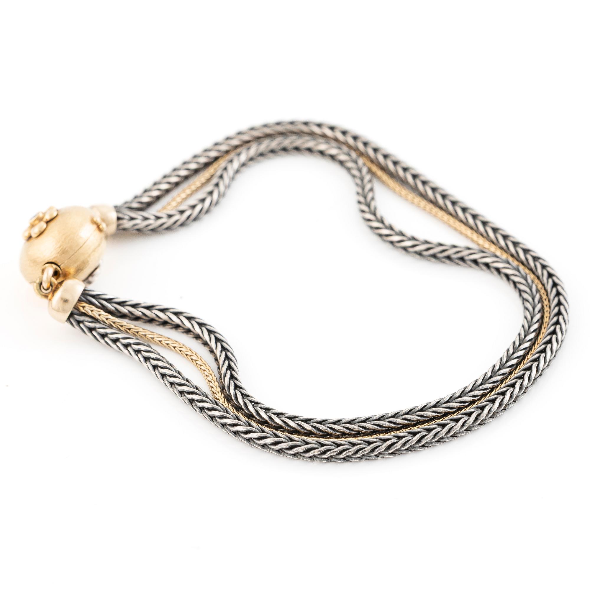 Ole Lyngaard, collier och armband silver och guld, med lås 18K guld med briljantslipade diamanter.