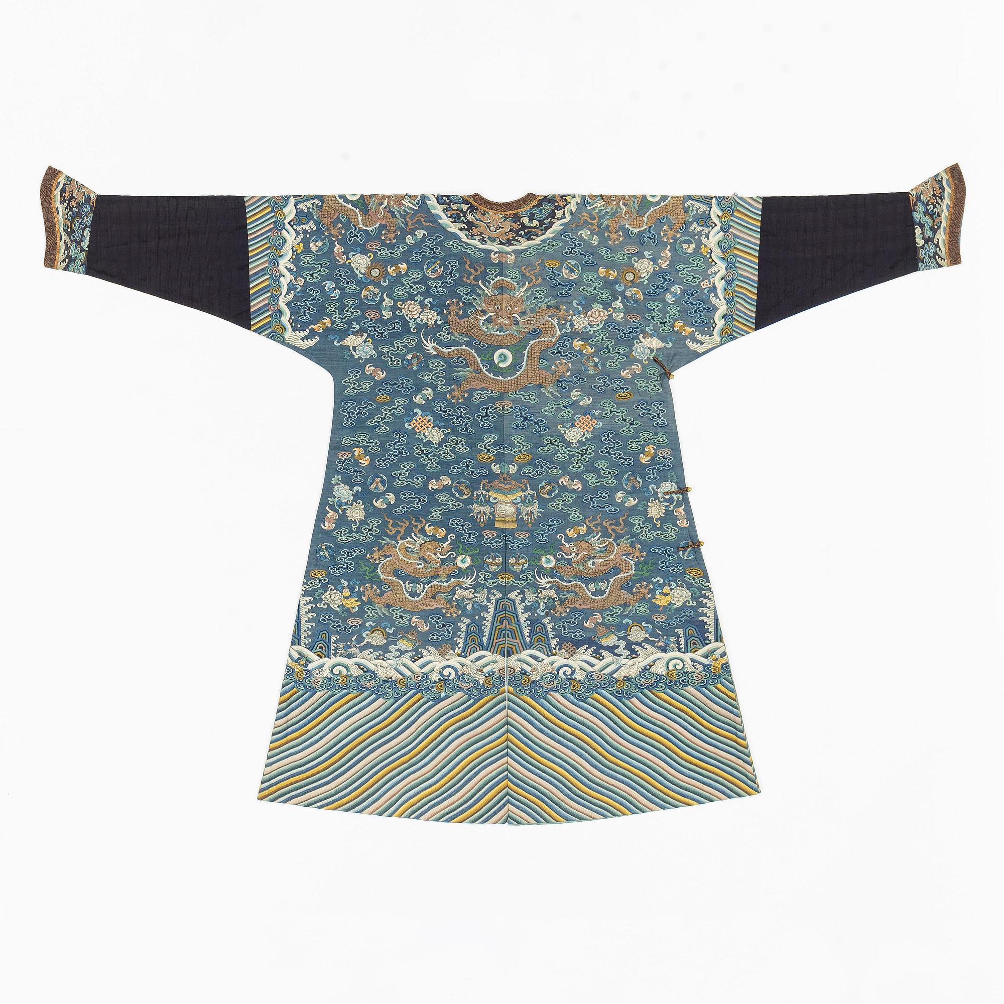 An imperial blue kesi summer robe, Jifu, Qing dynasty, 1830's.
