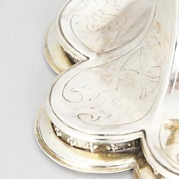 An 18th century parcel-gilt silver cup, unclear marks.