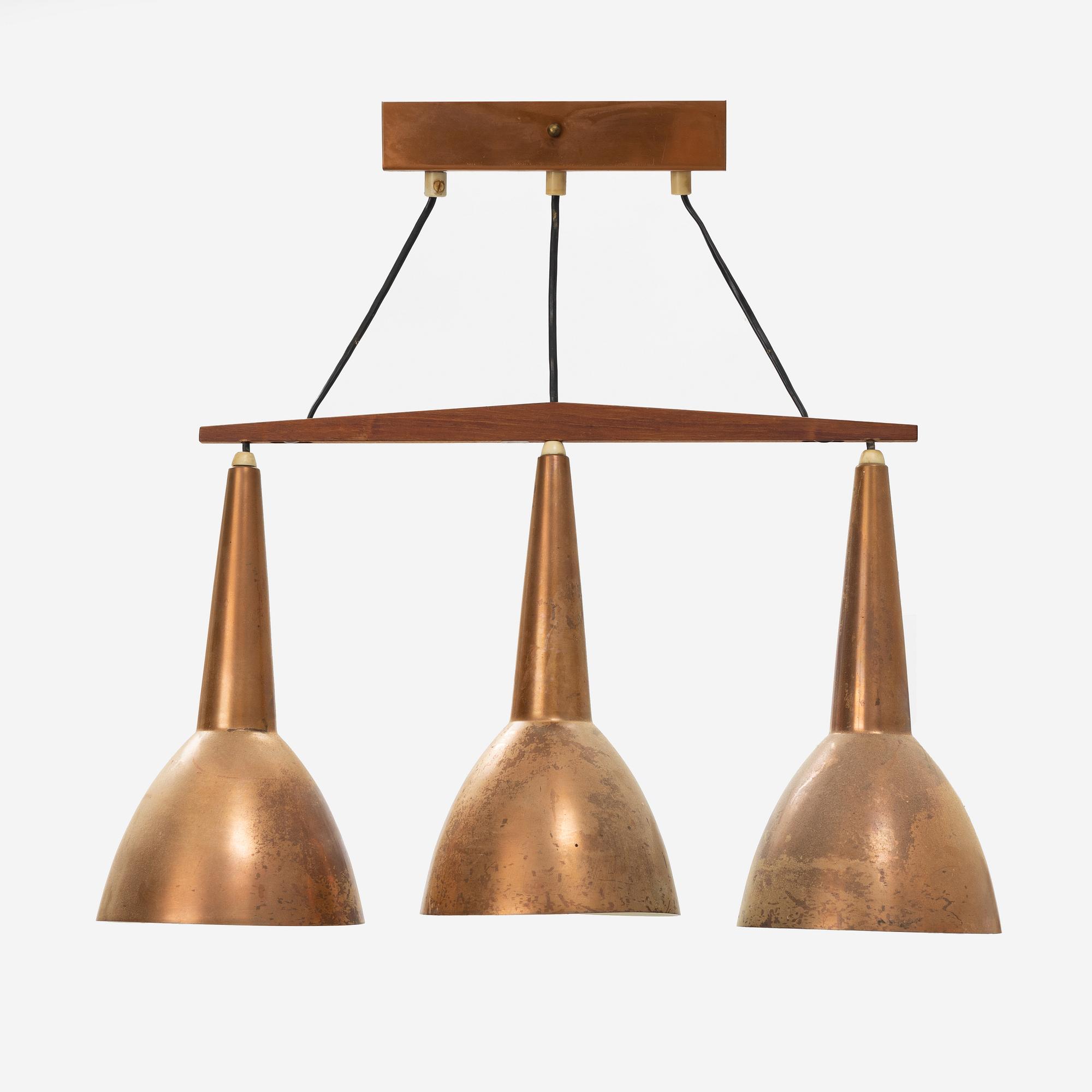 Hans-Agne Jakobsson, a copper ceiling lamp, Hans-Agne Jakobsson AB, Markaryd, Sweden, 1960's.