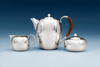 920. HARALD NIELSEN, kaffeservis 3 delar, Georg Jensen, Köpenhamn 1945-77, sterling,