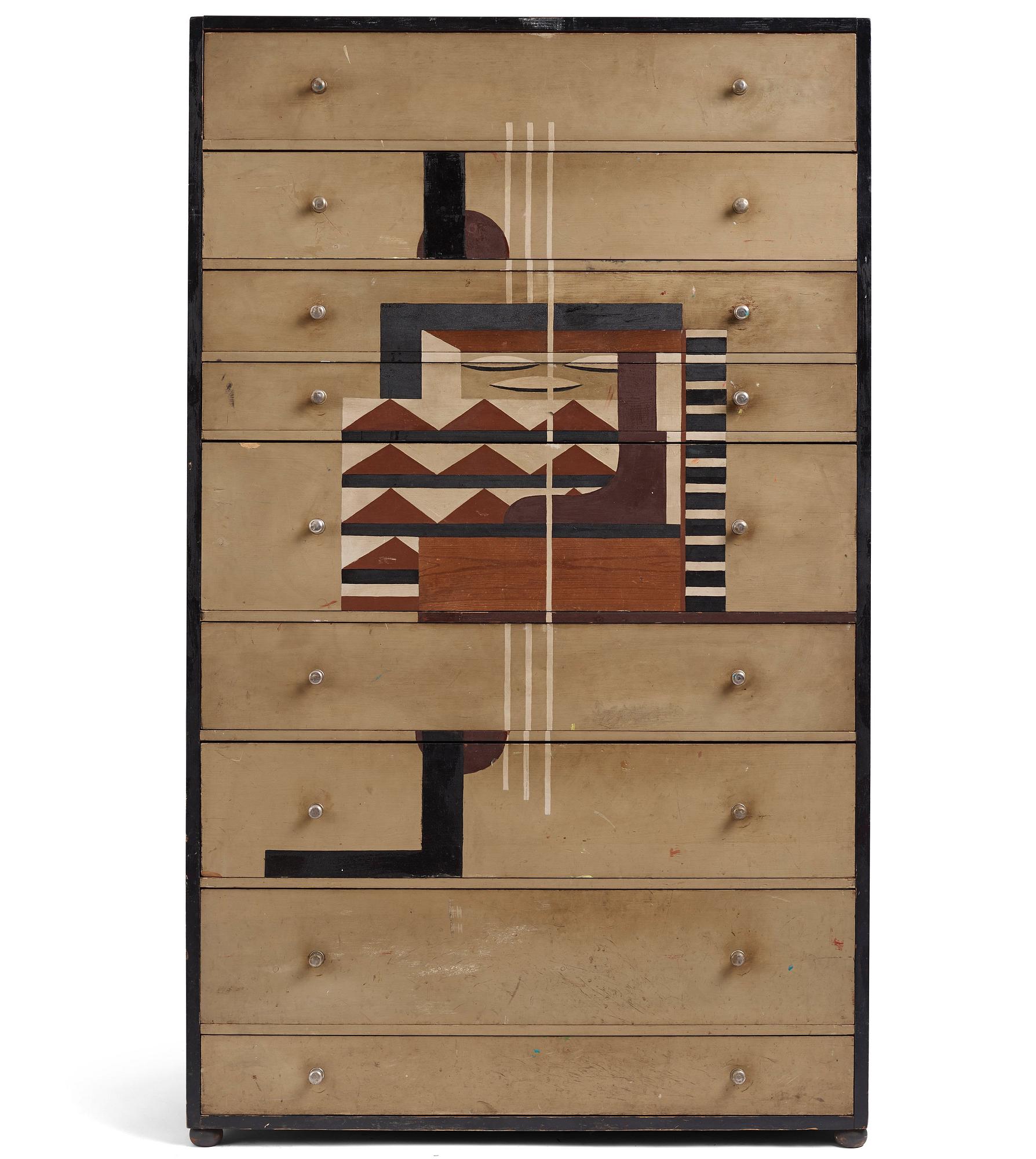 Ingegerd Torhamn, a modernist painted and decorated chest of drawers, Sweden ca 1930.