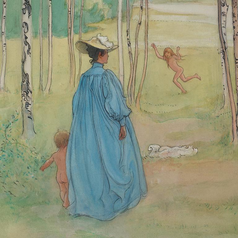 Carl Larsson, ”Våridyll” ("I grönan lund"/"De badande barnen"/"Idyll") [Spring idyll].