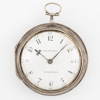 Pocket watch, silver, Helmstine, Stockholm, late 18th century.