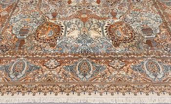 A silk carpet, Kashmir, approx. 377 x 269 cm.