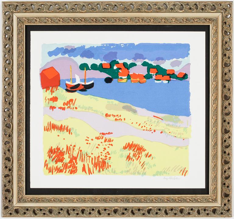 INGE SCHIÖLER, färgserigrafi, signerad med kvarlåtenskapsstämpel.