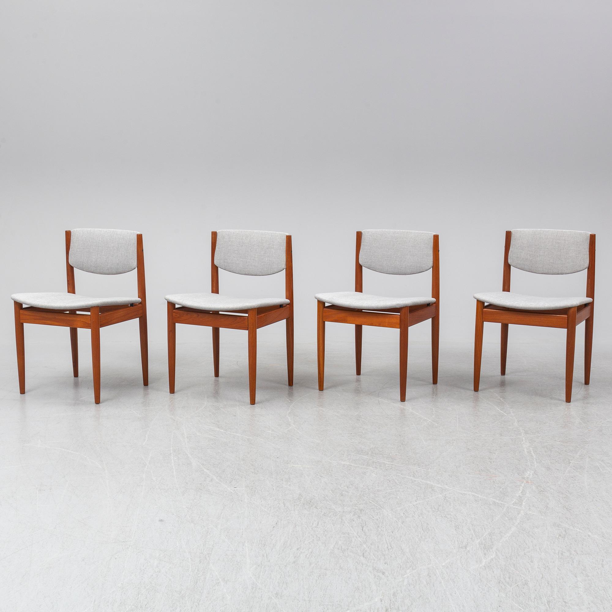 FINN JUHL, four chairs, France & Sons, Denmark.