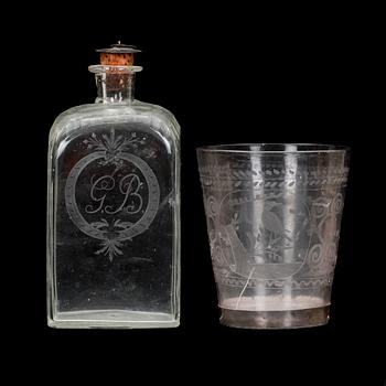GLAS och FLASKA, glas, 1700-tal.