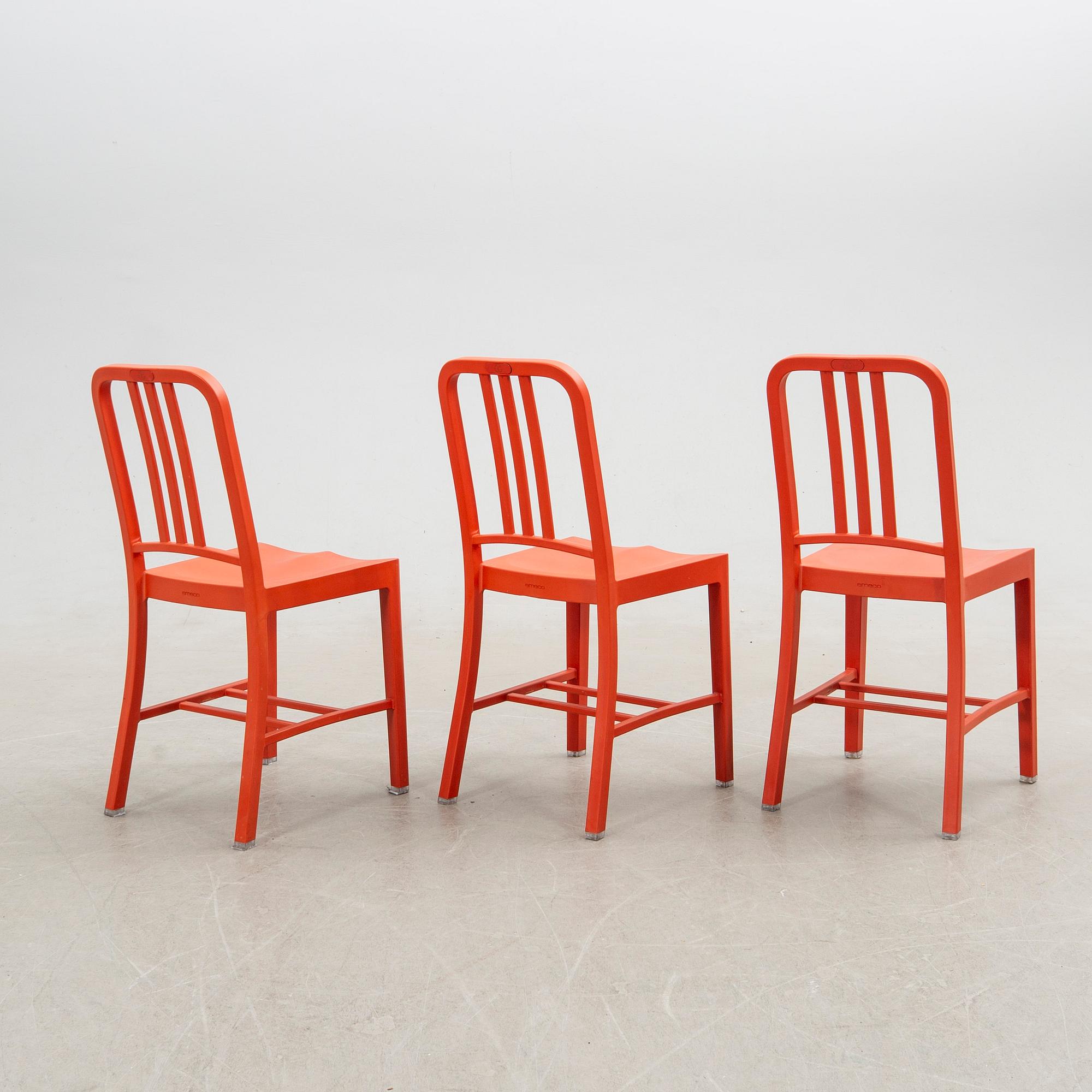 Stolar, 6 st, "111 Navy Chair", Emeco & Coca-Cola. USA 2000-tal.