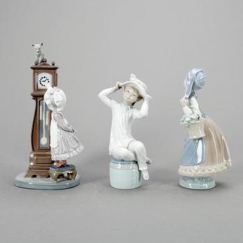 FIGURINER, 3 st, porslin, Lladro, Spanien, 1900-talets andra hälft.
