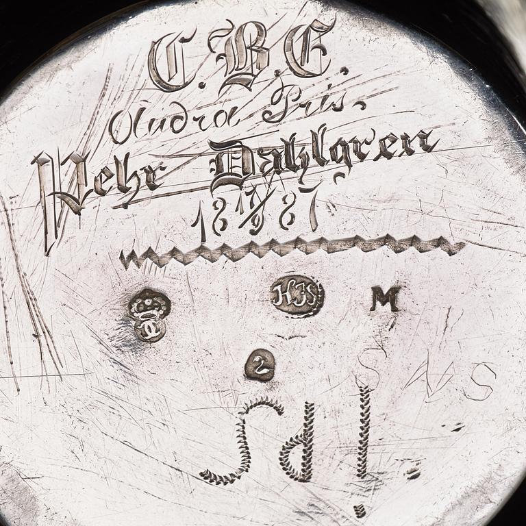 A Swedish 18th century parcel-gilt beaker, marks of Hans Jacob Schmit, Karlskrona 1712-1714 , contol mark Jöran Albin.