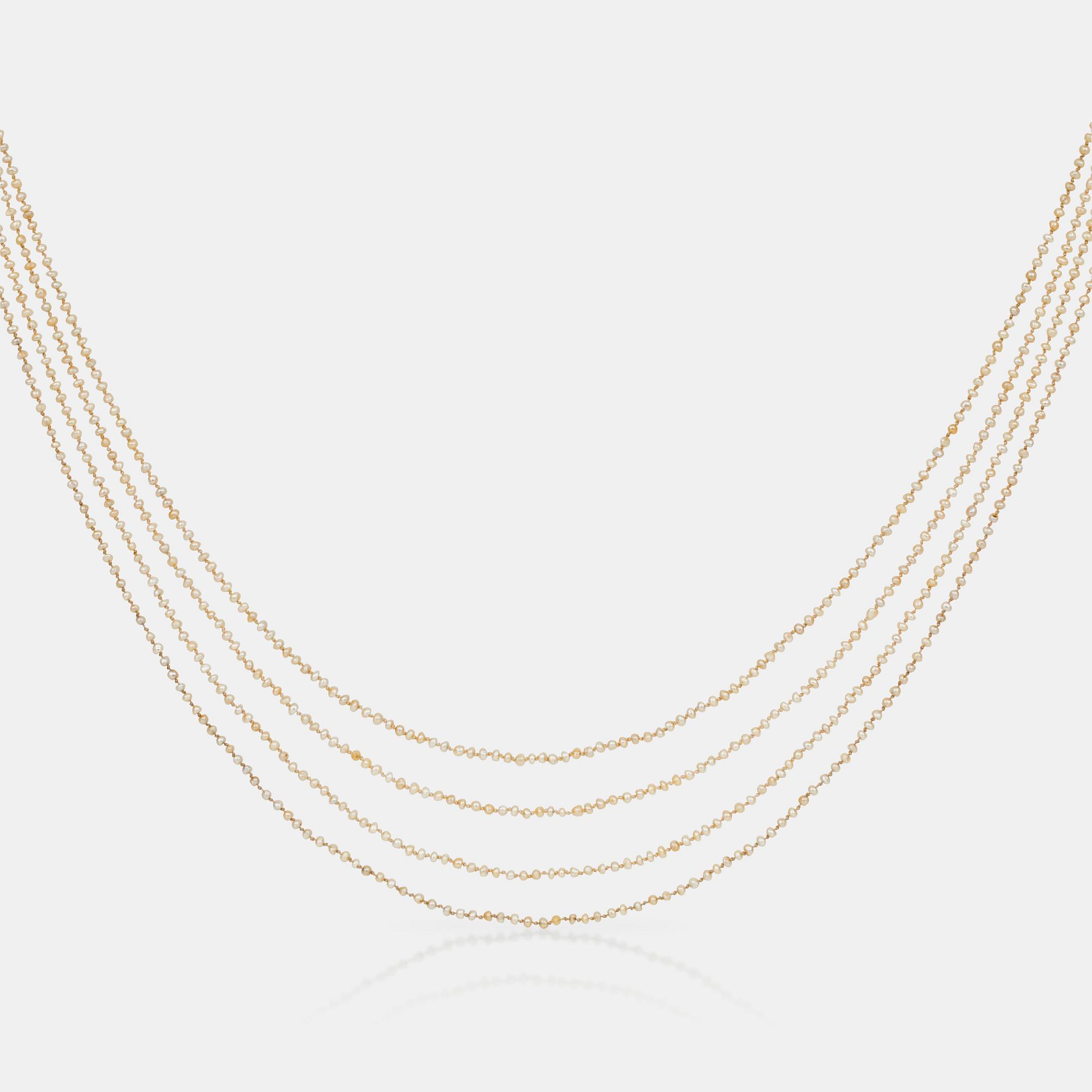 A 4-strand, probably natural saltwater pearl, necklace. Ø 2.4 - 2.6 mm.
