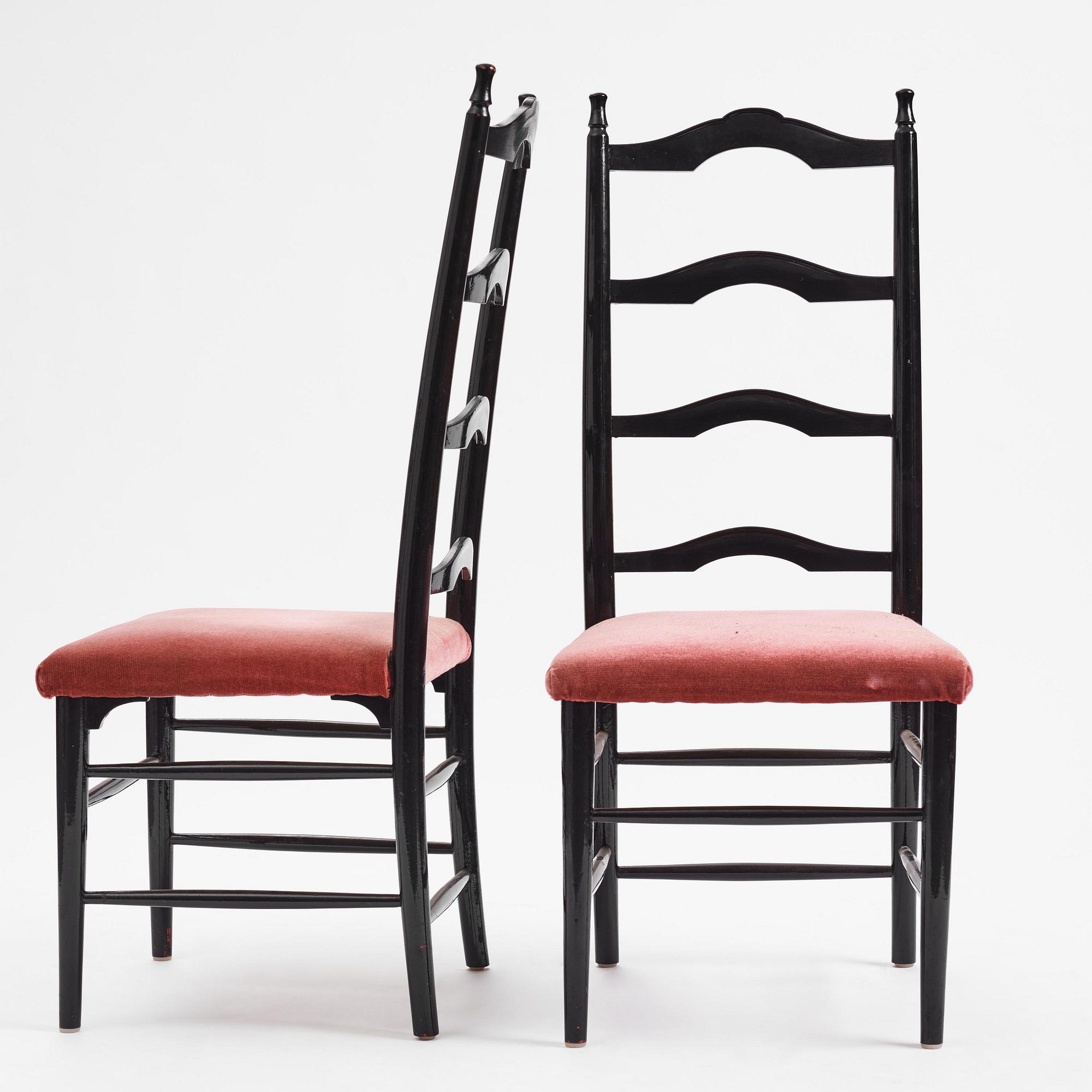 Gunnar Asplund, a set of eight chairs, for the staffroom at Karlshamn Secondary School, Sweden, ca 1912-1918.