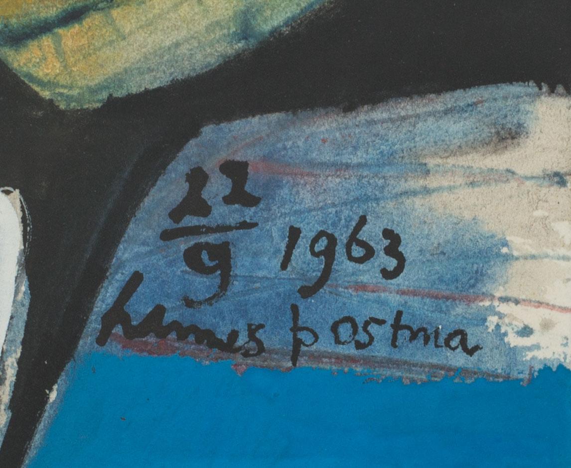 HANNES POSTMA, blandteknik signerad och daterad 1963.