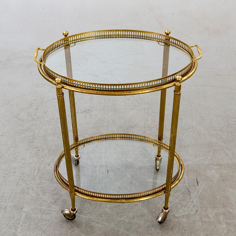 SERVERINGSVAGN, glas och mässing, 1900-talets andra hälft.