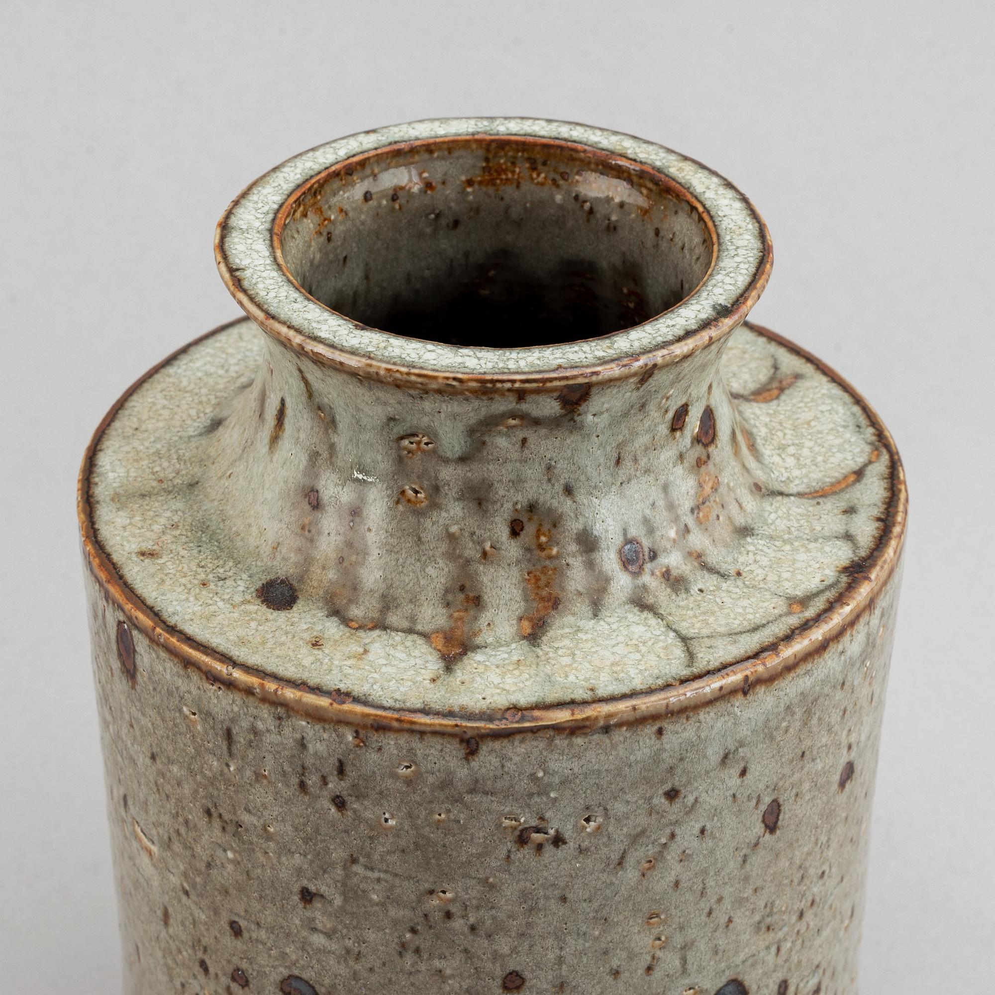 Three mid 20th century glazed stoneware vases, Marianne Westman, Carl-Harry Stålhane och Hertha Bengtsson, Rörstrand.