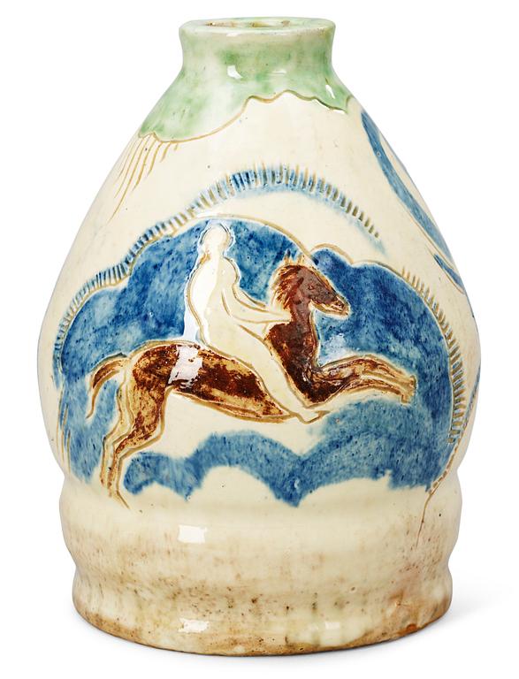 A Swedidh earthenware 1920s vase, signed VN.