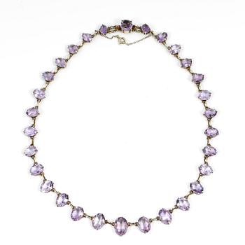 COLLIER, silver, ametister, svenska importstämplar. 1900-tal. Vikt ca 24 gram.
