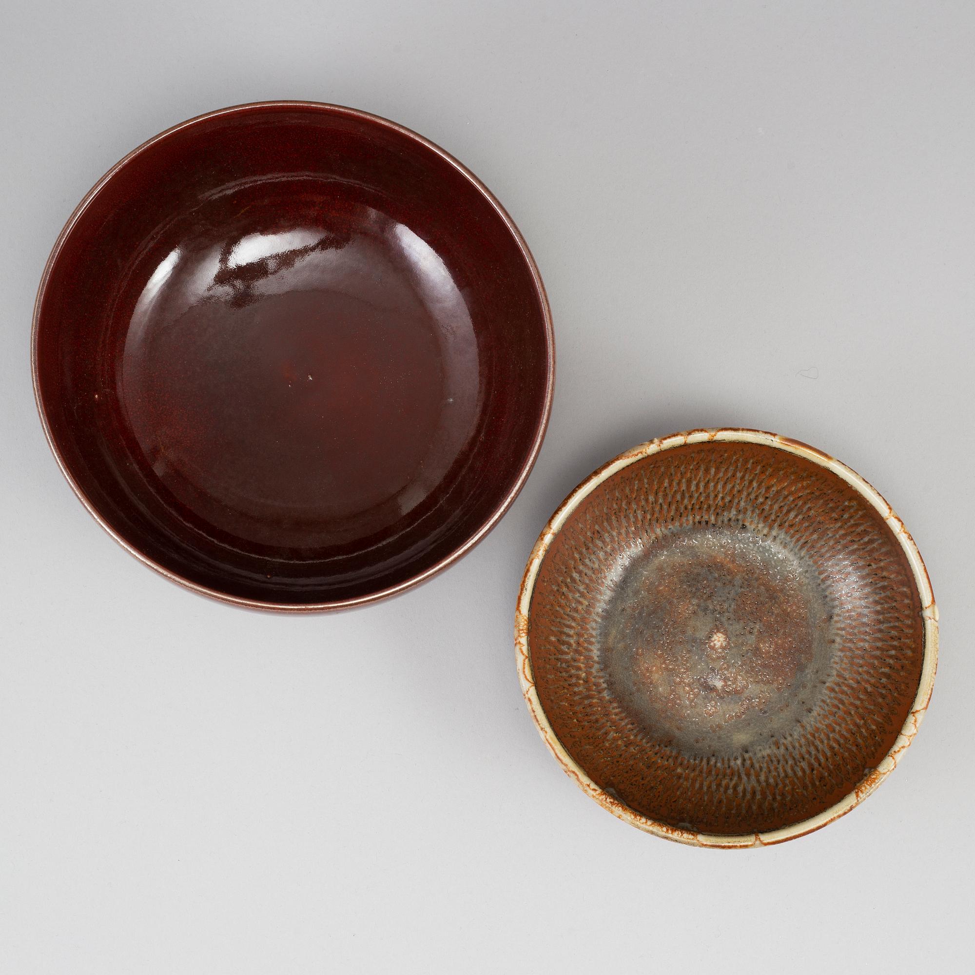 CARL-HARRY STÅLHANE, two unique stoneware bowls, Rörstrand, signed and dated -59 & 60.