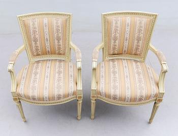 KARMSTOLAR, 1 par, gustaviansk stil, 1900-talets mitt.