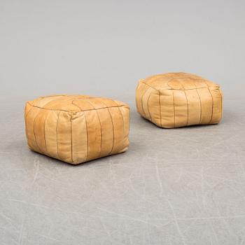 TWO POUFS, signed Camelbag. Second half of the 20th century.