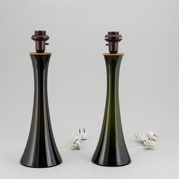 A pair of Bergboms glass table lamps, 20th Century.