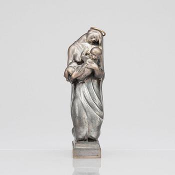 Thorwald Alef, a part gilt pewter sculpture 'Madonna and child', Firma Svenskt Tenn, Stockholm 1975.