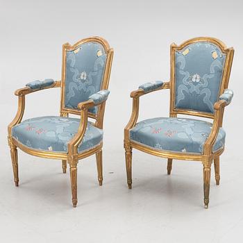 A pair of Louis XVI armchairs by Noël-Toussaint Porrot, Paris, (master 1761) second part of the 18th century.