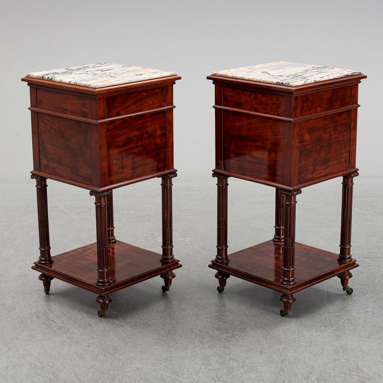 A pair of eclectic 20th century bedside tables.