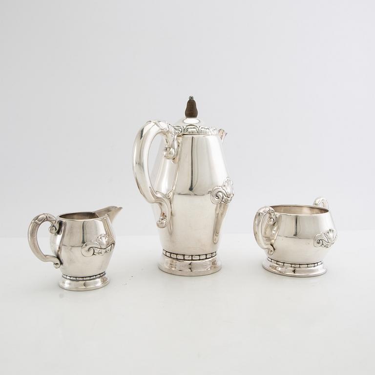Kaffeservis 3 dlr Jugend 1900-talets första hälft nysilver.