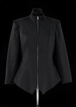 A 2004s black wool jacket by Paco Rabanne.