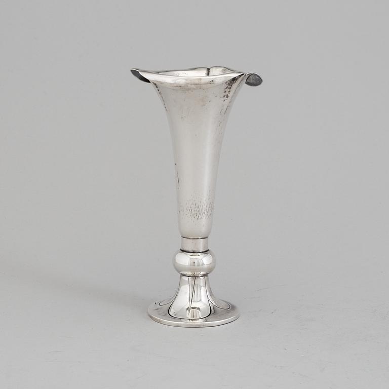 A Danish Art Nouveau silver vase, maker's mark Mogens Ballin & Co, Copenhagen,