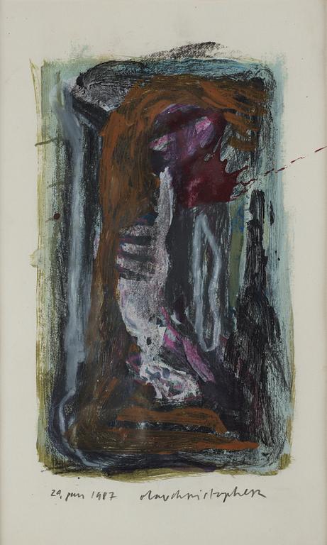 Olav Christopher Jenssen, mixed media on paper, signed and dated 24.jan.1987.