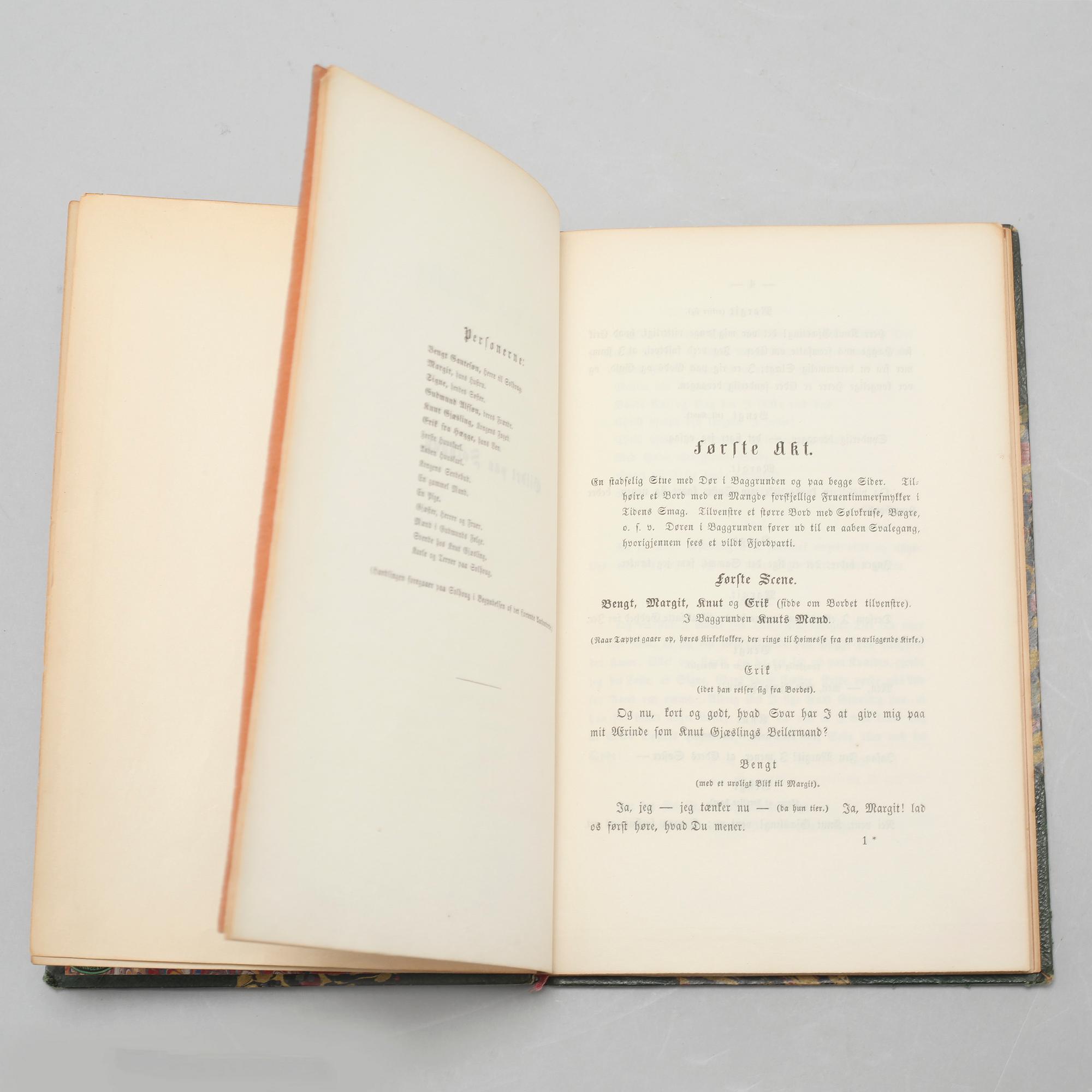 BOOK, Ibsen, Henrik, "Gildet på Solhoug, Skuespil i tre Akter", Christiania (Oslo) 1856.