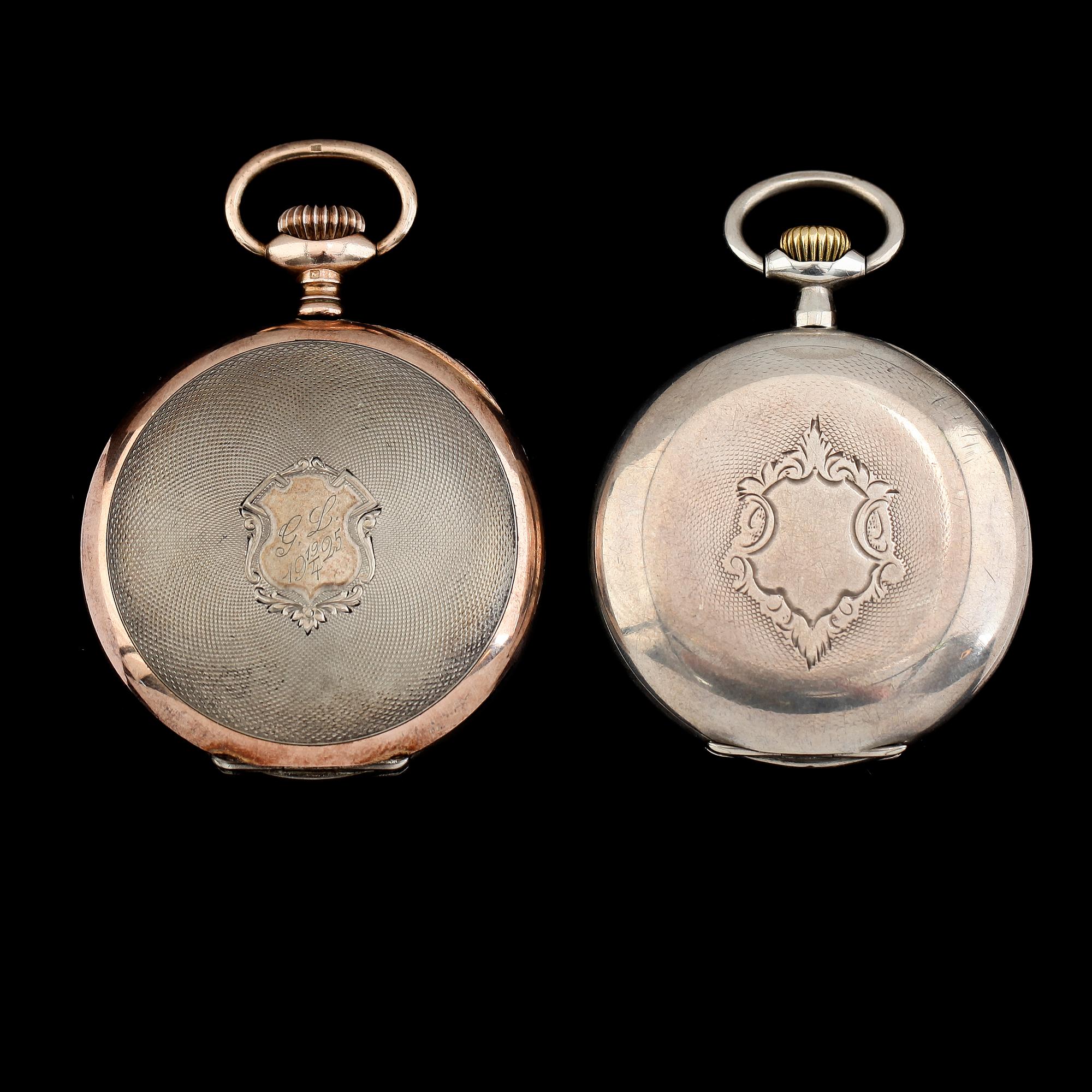 FICKUR, 2 st, silver, Omega och Zenith, 1900-talets första hälft.