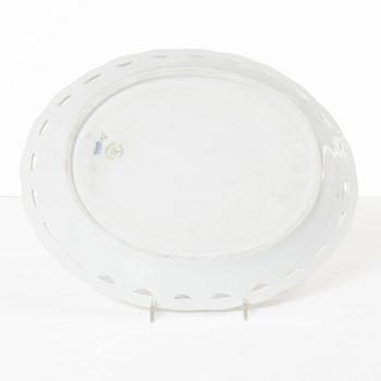 Royal Copenhagen, a 'Saxon Flower' lattice bowl with stand, Denmark, 1889-1922.