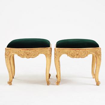 A pair of Swedish rococo stools.