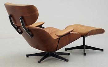 FÅTÖLJ samt FOTPALL, "Lounge chair" George Mulhauser, Plycraft, 1960-tal.