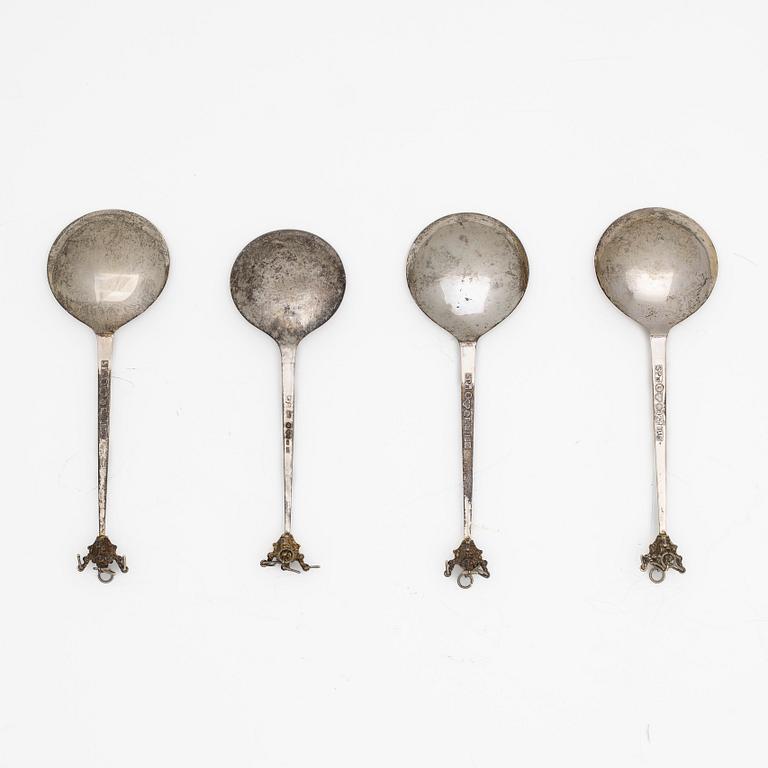 Guldsmed S Petersson i Söderhamn Ab, skedar, 3+1 st, sterlingsilver, Bollnäs, bl a 1989.